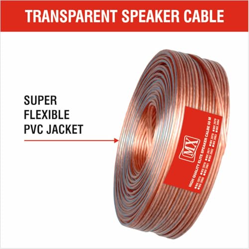 Image of MX High Performance Speaker Cable 50 Meter Coil 14 AWG Transparent Wire | Heavy Duty Audio Cable OD 2.2 x 4.4 mm | Speaker Wire for Home Theater, Hi-Fi & PA Systems