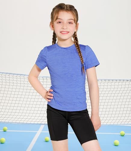 3 Pack Girls Athletic Shirts Short Sleeve Quick Dry Fit Crew Neck Activewear Summer Tees Tops for Kids Teens2