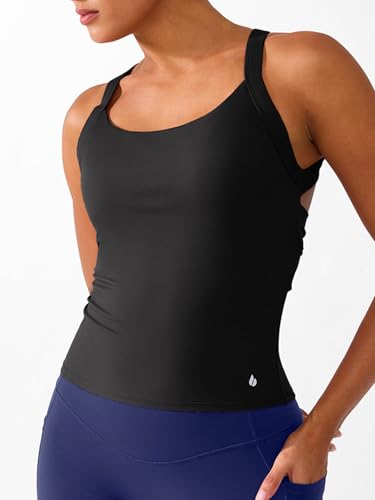 BRXL Women's Soft Halter Top Fitness Yoga Tanks Backless Built in Bra Sleeveless Sports Tank Tops Twist Back Cami2