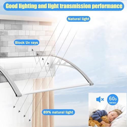Auvent de porte d'extérieur polycarbonate cadre aluminium balcon terrasse