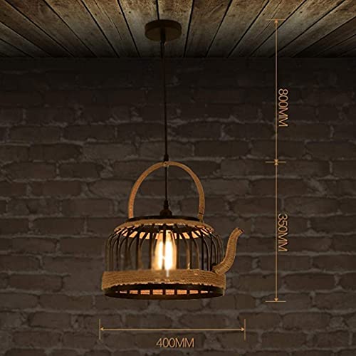 Lámpara de iluminación ajustable mini colgante de una sola cabeza estilo cuerda de cáñamo rústica 7