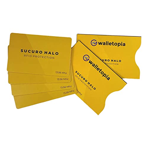 Walletopia Contactless RFID/NFC Blocking Protection - 4 Cards & 2 Sleeves for Credit Cards, ID in wallet or purse (Orange)