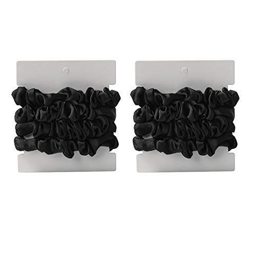 8pcs/black Silk Satin Scrunchies, Hair Scrunchies Small Hair Ties for Breakage Prevention and Gentle Style Hair Bands Scrunchy Hair Ties Ropes Scrunchie for Women Girls Hair Accessories