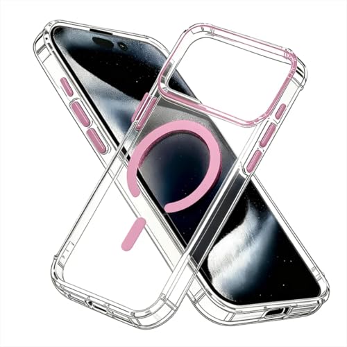 Coque magnétique rose pour iPhone 15 Pro idéale au bureau et en voyage