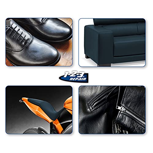 1-2-3 REPAIR® Lederfarbe schwarz - Professionelles Leder Reparatur Set schwarz - Effektive Lederpflege für Sofa & Couch - Flüssigleder schwarz - Einfach & mühelos Leder Risse reparieren & färben