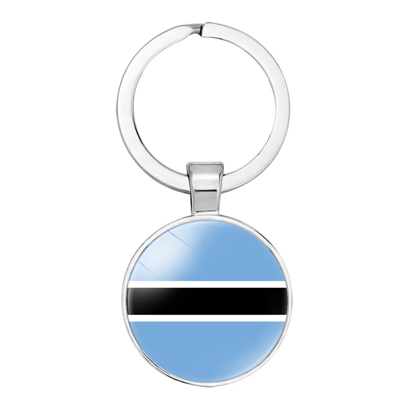 Porte-Clés Chic Avec Drapeau Du Botswana - Porte-Clés Décoratif Avec Pendentif En Verre Convexe Imprimé Drapeau, Porte-Clés Patriotique Personnalisé, Porte-Clés Adapté Aux Femmes Et Aux Hom