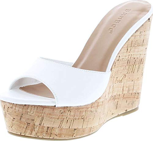 Image of BAMBOO Women's Clear Band Platform Wedge Slide
