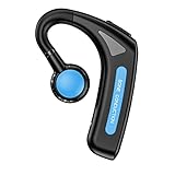 Open Ear Headphones Bluetooth Single Bone Conduction Wireless Earbuds with Earhooks Microphone Earphones Waterproof Long Battery Life Earpiece for Workout Running Sports Cycling Gym Android iOS Blue