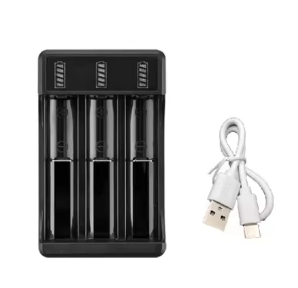 Cargador USB Para Baterías De Litio 18650 - 3 Ranuras, Carga Simultánea, Con Protección Contra Sobrecarga