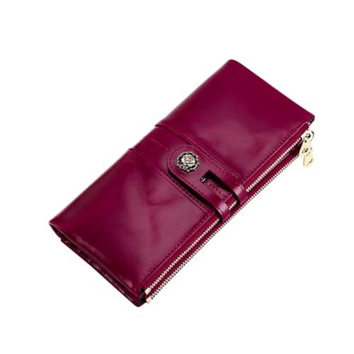 Image of Women's RFID Blocking Wallet, Purple | Soft Leather, Clutch Money Purse, Slim Card Holder Organizer, Zip Pocket, 3020