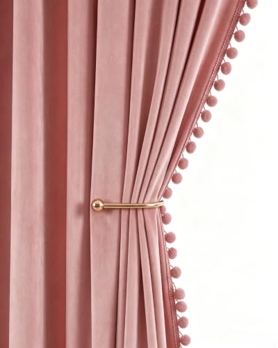 RYB HOME Baby Pink Velvet Curtains