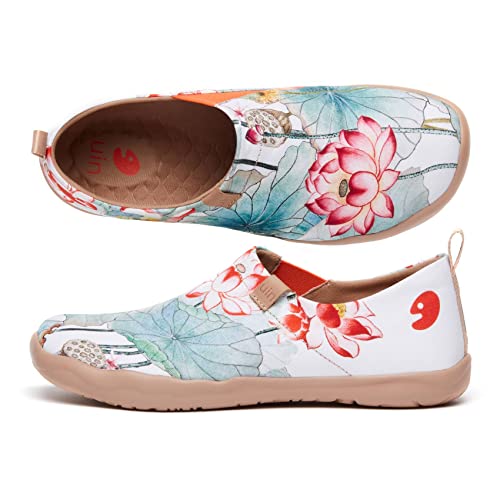 Image of UIN Women's Slip On Shoes Colorful Comfortable Lightweight Art Travel Sneakers Casual Floral Stylish Everyday Loafers