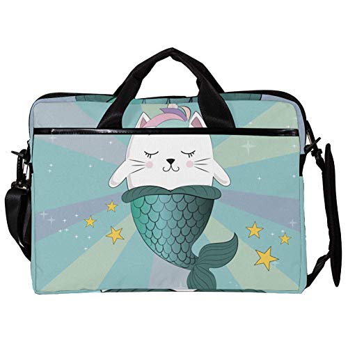 Funda de portátil de 14 y 15 pulgadas acolchada contra golpes Mermaid Cat