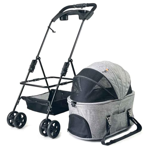Carrinho de passeio com berço removível para Pet, animal de estimação, cachorro, cão, gato de médio