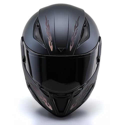 Image of customTAYLOR33 High-Intensity Grade Premium Reflective Tribal Flame Helmet Decals, Motorcycle Safety Sticker Decals (Black)