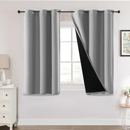 H.Versailtex Blackout Curtains,Thermal Insulated Curtains Eyelet for Living Room, Bedroom,46 x 54 Inch,2 Panels,Light Grey