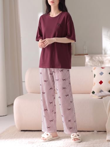Image of Louis Luxe Cotton Blend Womens Korean Night Dress|| Full Pyjama Set || Korean Nightsuit ||Women Nightwear ||Round Neck Full Sleeve Nightsuit || Loungewear || Everyday Nightdress (ND-11)