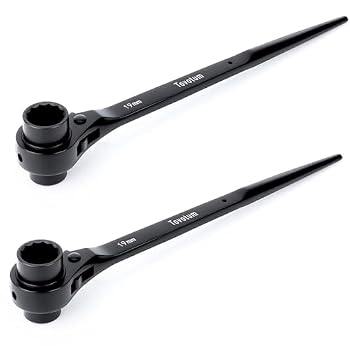 Tovotum 2PC 17mm×19mm Double Ended Socket Scaffold Ratcheting Spud Wrench