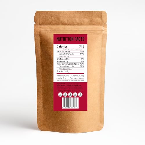 Image of Organic Amaranth Grain 16oz - 26g Protein Ancient Grain (Complete Plant Protein), Gluten-Free, Non-GMO, Vegan - Ideal for Cooking, Porridge, Baking & Popping
