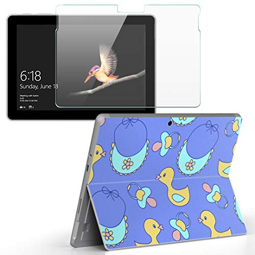 igsticker Surface Go/Surface Go 2 専用スキンシール ガラスフィルム セット 液晶保護 フィルム ステッカー アクセサリー 保護 010121 鳥 こども 模様