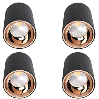 JACKAL LED 6 Watts Warm White Round Surface Light Cylindrical Shape Indoor Ceiling Mounted Spot Light Cob Down Light Aluminium Body - Pack of 4