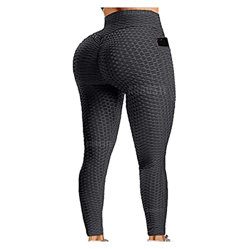 A AGROSTE Women's High Waist Yoga Pants Tummy Control Workout Ruched Butt Lifting Stretchy Leggings Textured Booty Tights