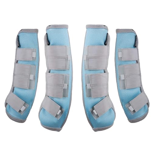 Image of Harrison Howard Horse Fly Boots Leg Guards Fly Boots Protection Set of 4 Voodoo Blue Medium Cob