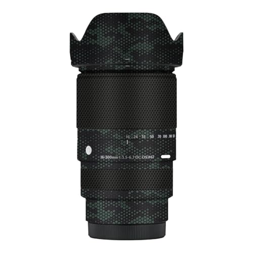 Mebont カメラアクセサリー ステッカー Sigma シグマ 16-300mm F3.5-6.7 DC OS 富士Xマウント 標準ズームレンズに適合する保護装飾ステッカーで、耐擦傷性、耐摩耗性を備えたカメラスキン保護フィルム、迷彩(マンバグリーン)