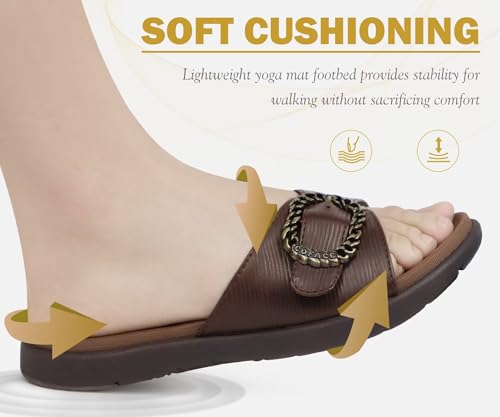 Image of COFACE Womens Dressy Orthotic Slides Lightweight Yoga Mat Thick Cushion Recovery Walking Sandals Adjustable Slip On Slippers with Comfortable Plantar Fasciitis Arch Support