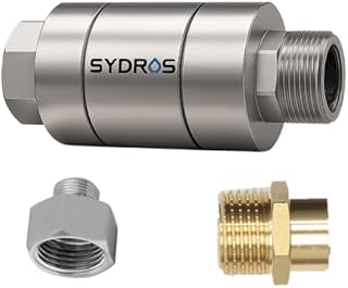 SYDROS Kalkschutzfilter für die Küche ½ Zoll aus Edelstahl reduziert Kalkablagerungen bis zu 90 Prozent ohne Salz oder Chemie für Küche, Spüle, wartungsfrei einfach montierbar inkl. Adapterset