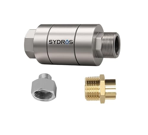 SYDROS Kalkschutzfilter für die Küche ½ Zoll aus Edelstahl reduziert Kalkablagerungen bis zu 90 Prozent ohne Salz oder Chemie für Küche, Spüle, wartungsfrei einfach montierbar inkl. Adapterset