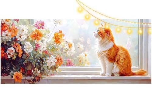 Peinture Diamant Kit Complet 5D Chat 120x60cm - Broderie Diamant Adulte Grand Format DIY