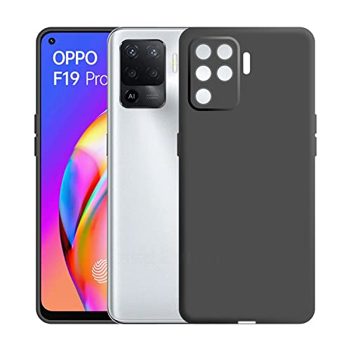 Image of Case Creation Liquid TPU Silicone Cover for Oppo F19 Pro Soft Case,Anti-Dirty Slim Case Frosted Matte Cute Candy TPU Raised Bezel (Splash of Color) Back Case Cover for Oppo F19 Pro -Black