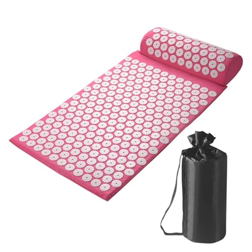 Emdmaltrix Akupressurmatten-Set | Massagematte & Kissen inkl |zur Wohltuenden Entspannung und Massage,Entspannungsmatte gegen Nacken und Rückenschmerzen(Pink)