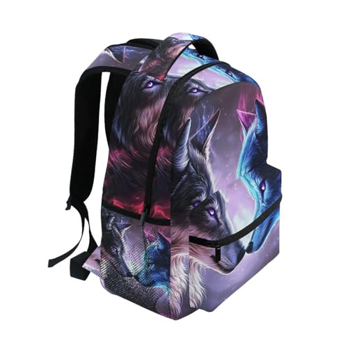 Wolf Head Fantasy Backpack Daypack Shoulder Bag Book Bag Lightweight Back Pack 12 ×16.9 Inch2