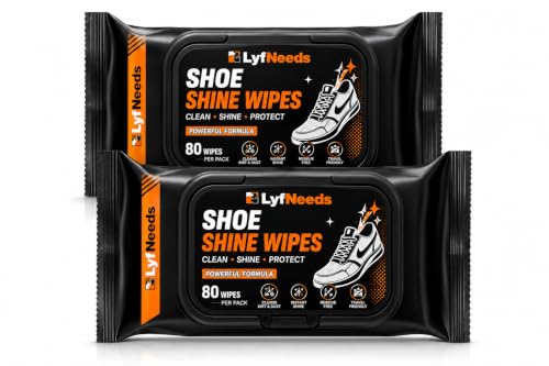 Image of Shoe Wipes & Sneaker Wipes - (80 + 80 Count) Pack of 2 - Quick Wipes for Shoes Cleaning - Shoe Cleaning Wipes for All Shoes - Portable Cleaner for Sneakers, Leather & Sports Footwear White