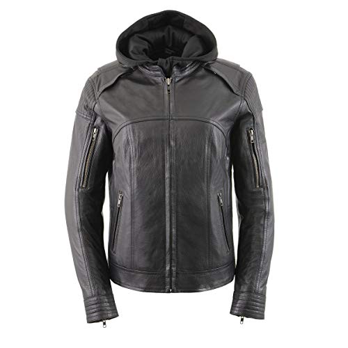 Image of Milwaukee Leather Women's Premium Leather Motorcycle Riding Jacket With Removable Hoodie Liner