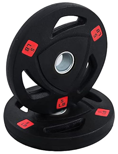 Signature Fitness Vinyl Coated Cast Iron Plate Weight Plate for Strength Training and Weightlifting, Standard or Olympic, Multiple Sizes