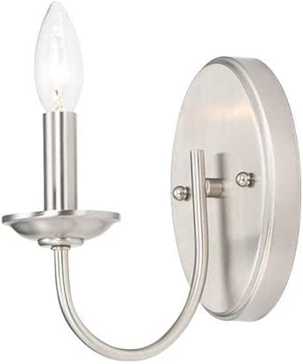 Maxim 10351SN Logan Modern Candle Wall Sconce, 1-Light 60 Watt, 8"H x 5"W, Satin Nickel