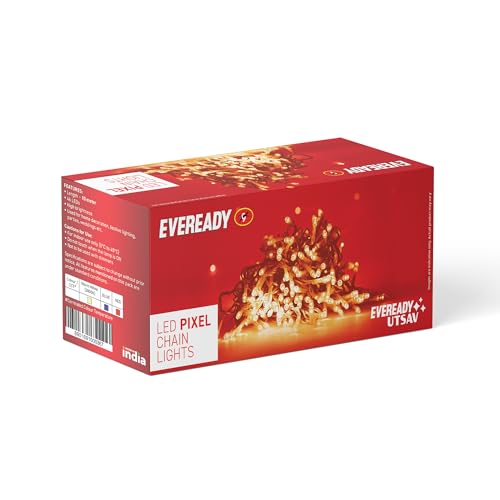Image of EVEREADY UTSAV, 10 Meter LED Pixel Chain Lights, 46 LEDs, BIS Approved, Decoration Lighting for Festivals, Weddings, Homes & More, Red Color, Pack of 1