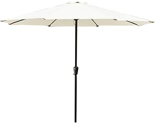 HZH Guarda-chuva de pátio, café redondo decorado, guarda-sóis, guarda-chuva de jardim/guarda-chuva externo/guarda-chuva de terraço/guarda-chuva de mercado, manivela, metal, sem base, guarda-chuva de