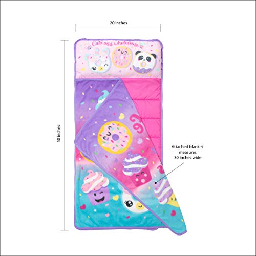 Funhouse Cupcake Emojis Kids Nap Mat Set – Includes Pillow and Fleece Blanket - Great for Girls Napping During Daycare, Preschool, or Kindergarten - Fits Toddlers and Young Children - Thumbnail 6