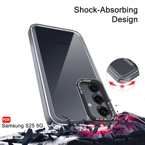 Image of TheGiftKart Hybrid Shockproof Back Cover Case for Samsung Galaxy S25 5G | Stylish Camera Border | Electroplated Buttons | Crystal Clear Hard Back Cover Case (TPU & PC, Smoked Bumper)