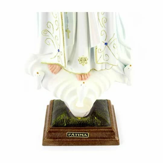 Generico ArteSacraCaravaggio Statua della Madonna di Fatima cm 61 (24,01 inches) in vetro resina con occhi in vetro decorata a mano di produzione artigianale