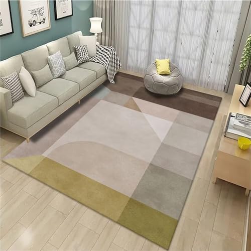 Tapis gris jaune au design géométrique pour un intérieur chaleureux