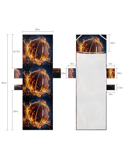 Basketball Beach Lounge Chair Towel Cover, Soft Chaise Lounge Towel with Side Pockets Patio Pool Chairs Cover for Beach/Pool Sunbathing 29x85 Flame Basketball Modern Abstract Art
