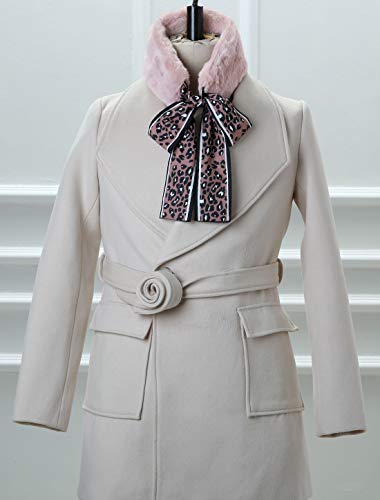 Allegra K Leopard Ribbons Faux Fur Winter Wrap Collar Scarf Plush Neck Scarves Warmer For Women Pink #TOP1