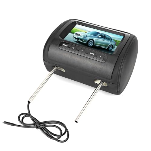Pongnas Monitor para Reposacabezas, Reproductor de Vídeo LCD HD de 7 Pulgadas con Control Remoto Inalámbrico, 2 Pantallas para Reproductor de para Reposacabezas de Coche, ABS Negro