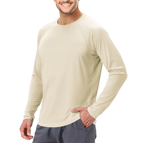 3rd hill Men's Rash Guard Shirt Camisa de protección de Sarpullido, Avena, Large Hombres