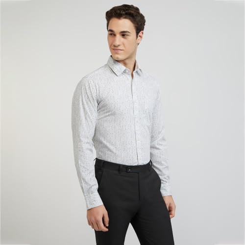 Image of Raymond Men's Pure Cotton Print Pattern Slim Fit Regular Collar Full Sleeve Casual Shirt